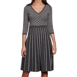 Boden Lucinda Knitted Grey/Pink Stripe Dress, 8